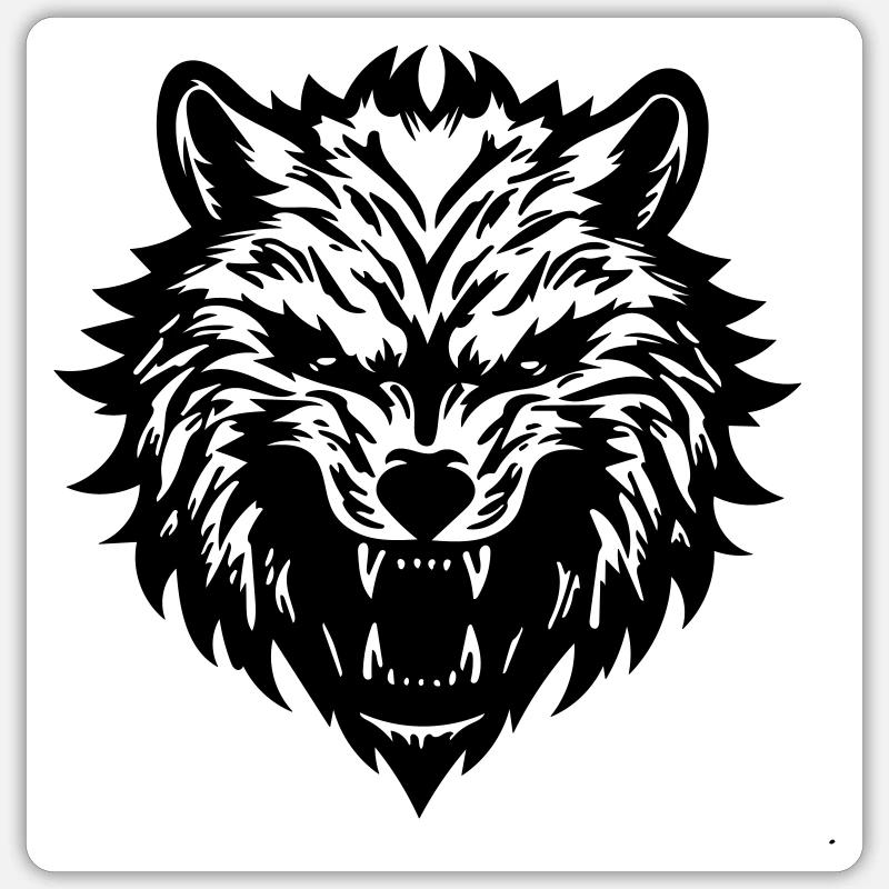 Loup - Sticker taille S (10 x 10 cm) - blanc mat