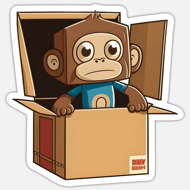 Super Cute monkey - Sticker size S (10 x 10 cm) - white matte