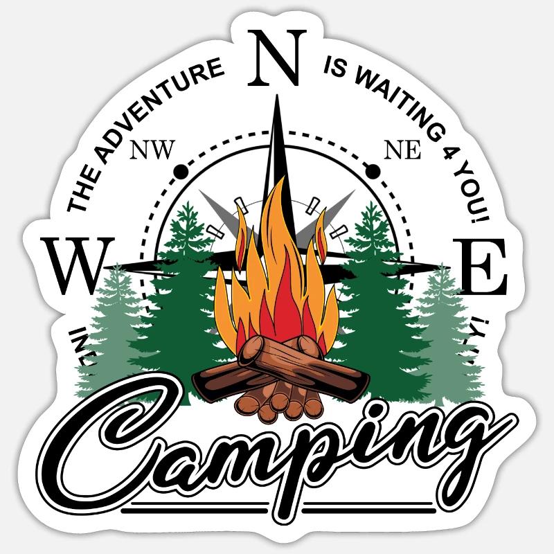 Camping für Camper mit Wohnmobil oder Wohnwagen Sticker Größe S (10 x 10 cm)