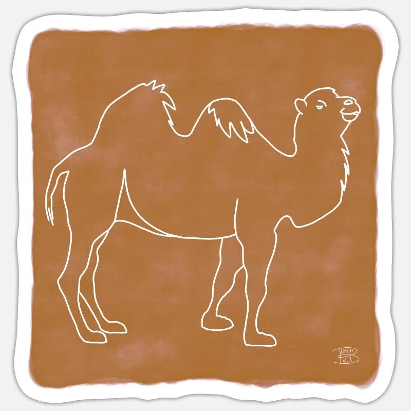 "Kamel", Boho Line Art Design, Serie "Desert" Sticker Größe S (10 x 10 cm)