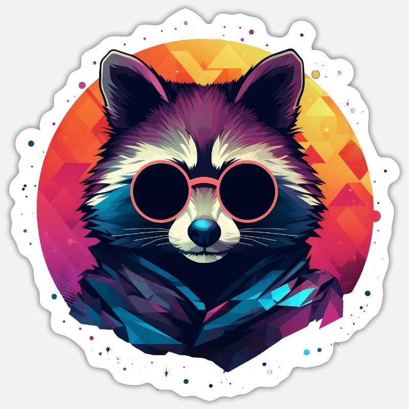 Synthwave Raccoon - Sticker size S (10 x 10 cm) - white matte