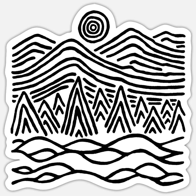 Paysage noir étrange Sticker taille S (10 x 10 cm)
