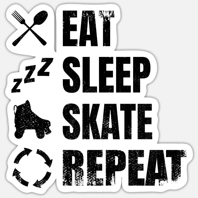 Routine de patinage à roulettes - Sticker taille S (10 x 10 cm) - blanc mat
