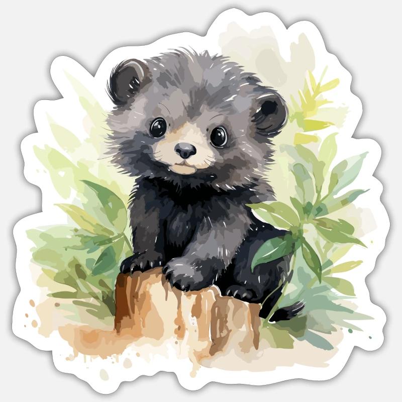 Ours brun - Sticker taille S (10 x 10 cm) - blanc mat