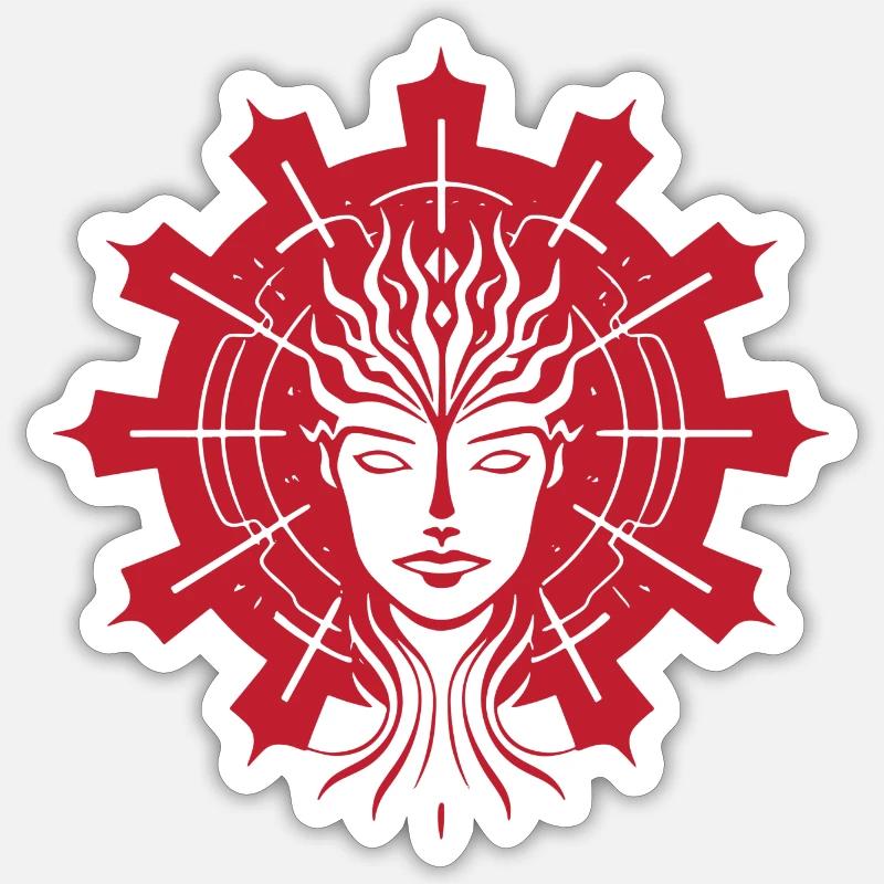 Fractal mind - (no2) - red - Sticker size S (10 x 10 cm) - white matte