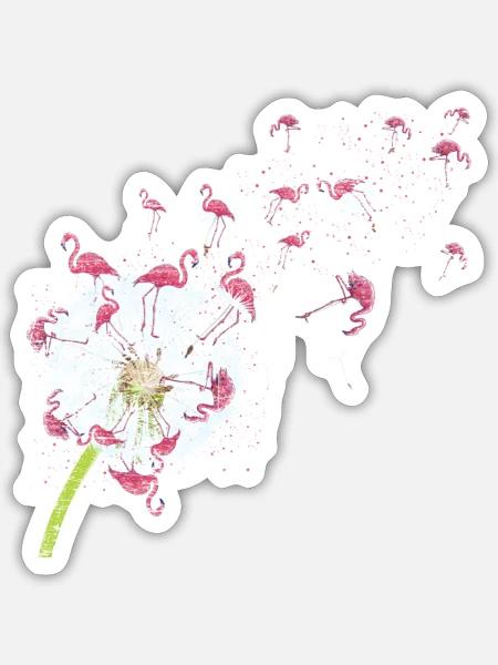 Löwenzahn Flamingo T-Shirt - Sticker Größe S (10 x 10 cm) - Mattweiß
