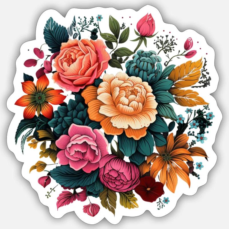 T-Shirts with a psychedelic flower pattern Sticker size S (10 x 10 cm)