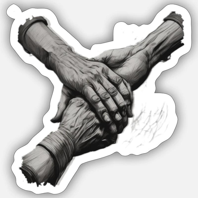 Holding hands - Sticker size S (10 x 10 cm) - white matte