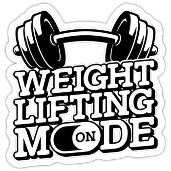 weight lifting mode on - Sticker size S (10 x 10 cm) - white matte - Front