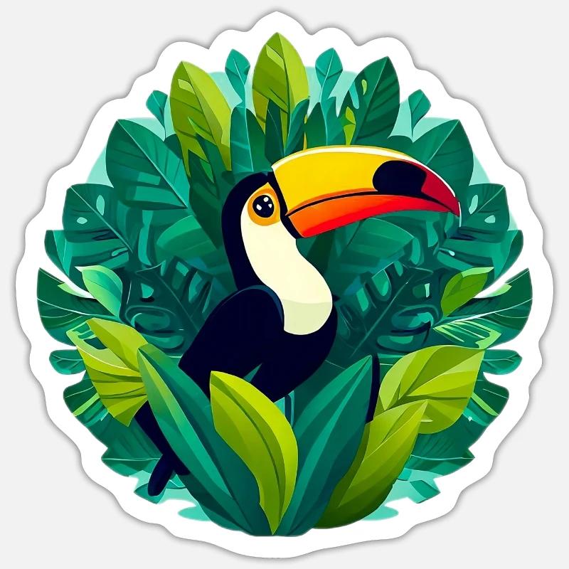 Toucan - Sticker taille S (10 x 10 cm) - blanc mat