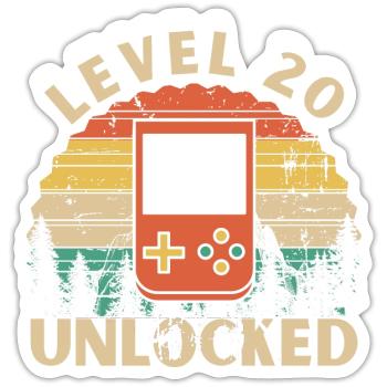 Level 20 freigeschaltet - Sticker Größe S (10 x 10 cm) - Mattweiß - Vorne