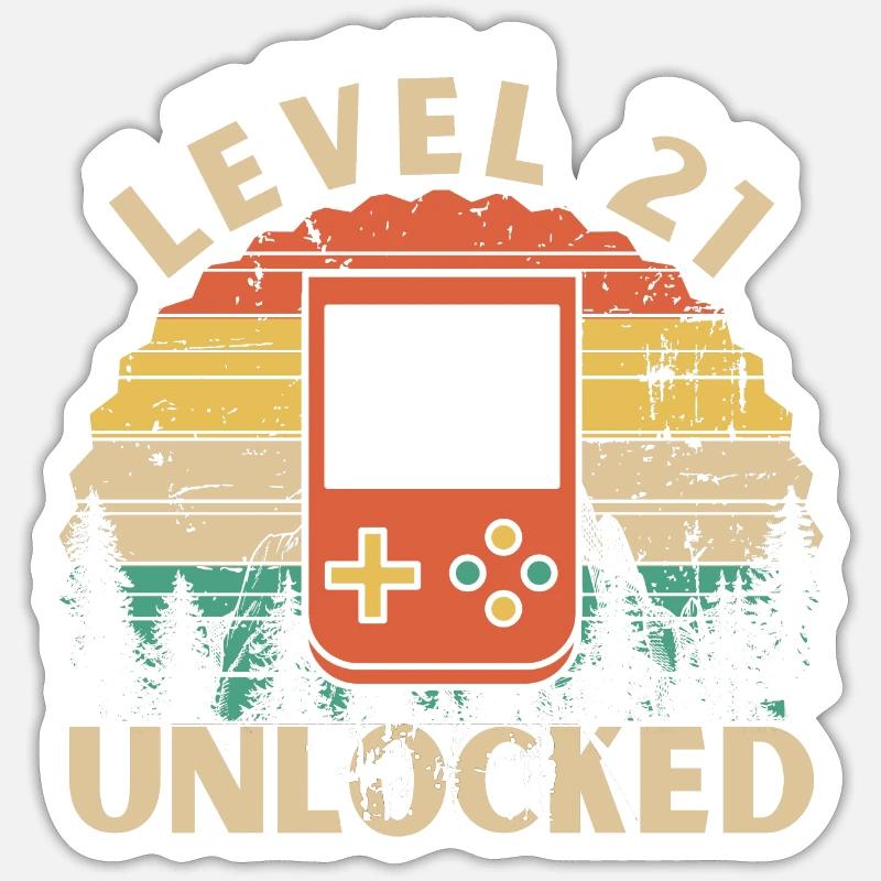 Level 21 Unlocked - Sticker taille S (10 x 10 cm) - blanc mat