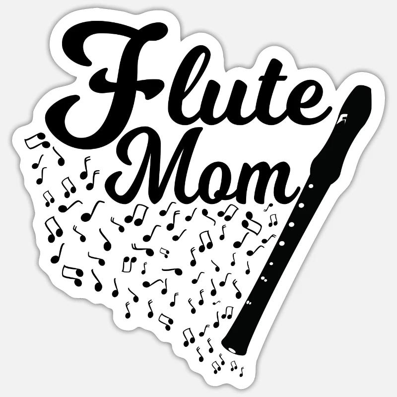 Flötenspieler Mutter - Sticker Größe S (10 x 10 cm) - Mattweiß