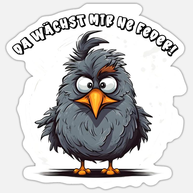 Da wächst mir ne Feder! - Sticker Größe S (10 x 10 cm) - Mattweiß
