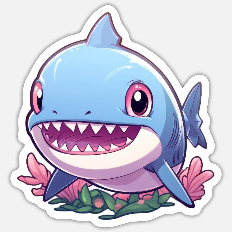 Bébé Requin - Sticker taille S (10 x 10 cm) - blanc mat