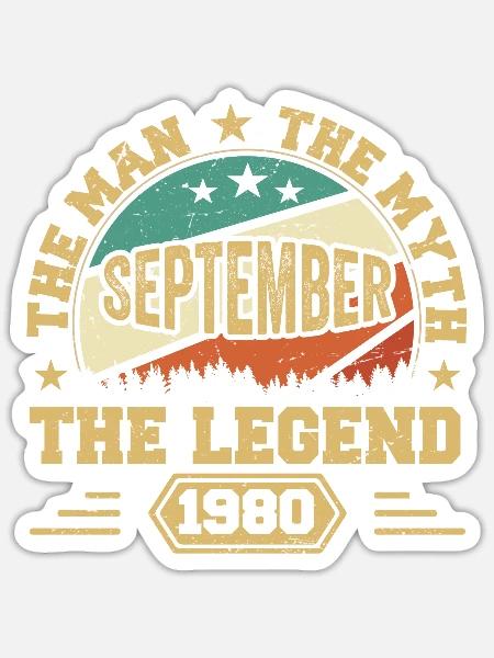 Legendär seit September 1980 Retro 1980 September - Sticker Größe S (10 x 10 cm) - Mattweiß