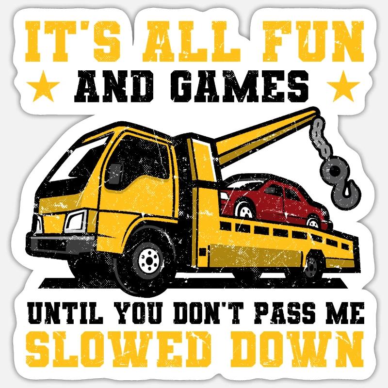 Abschleppwagen | Abschlepper Auto Panne Geschenke - Sticker Größe S (10 x 10 cm) - Mattweiß
