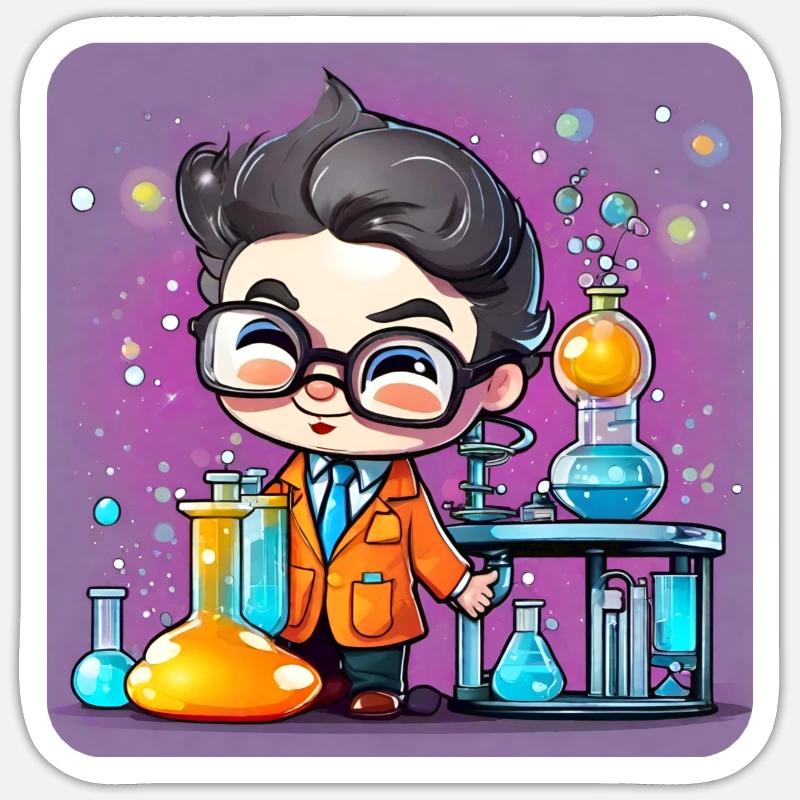 Mignon petit scientifique - Sticker taille S (10 x 10 cm) - blanc mat