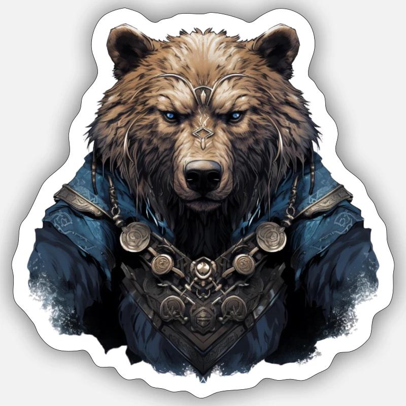 Wikinger Bär - Sticker Größe S (10 x 10 cm) - Mattweiß