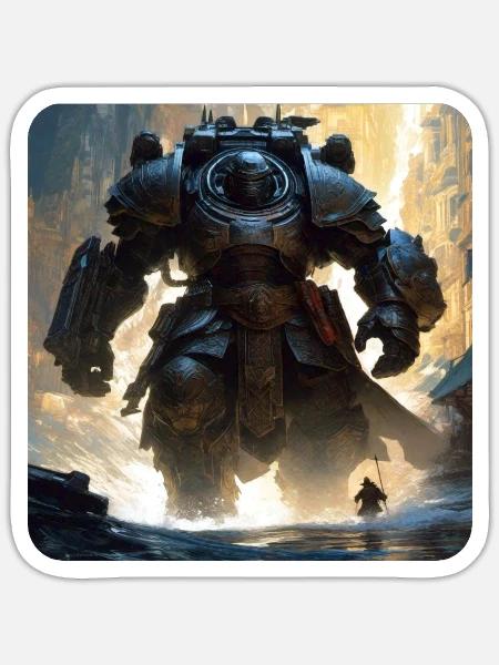 Dunkler Cyborg Android Krieger - Sticker Größe S (10 x 10 cm) - Mattweiß
