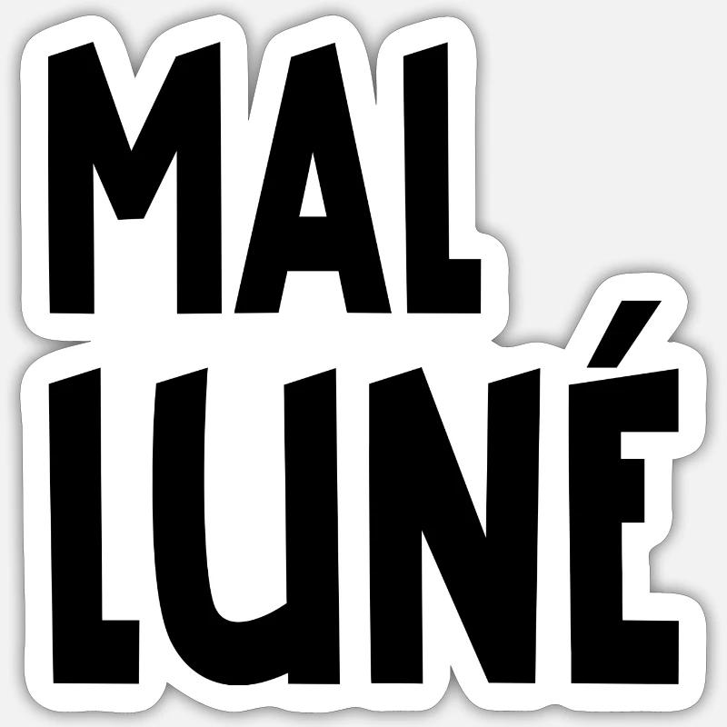 mal luné - Sticker taille S (10 x 10 cm) - blanc mat