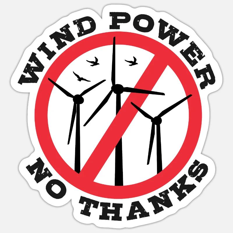 Énergie éolienne Non merci, non à l’énergie éolienne - Sticker taille S (10 x 10 cm) - blanc mat