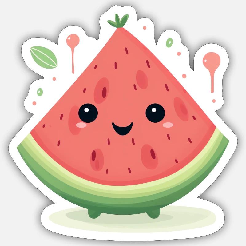 Pastèque amicale - Sticker taille S (10 x 10 cm) - blanc mat
