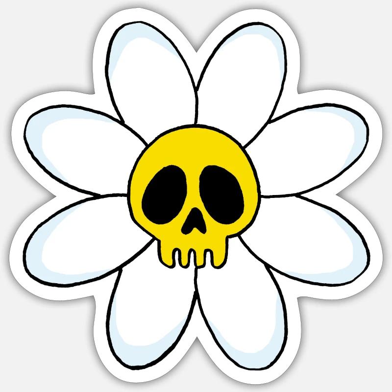 Crâne de fleur - Sticker taille S (10 x 10 cm) - blanc mat