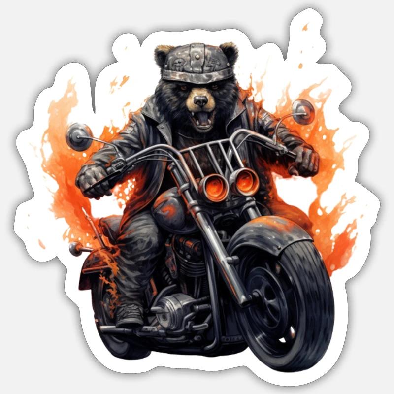 Biker Bear - Sticker size S (10 x 10 cm) - white matte