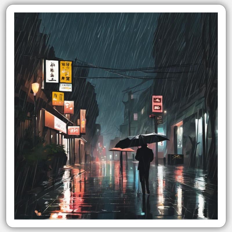 Rainy Night Sticker Größe S (10 x 10 cm)