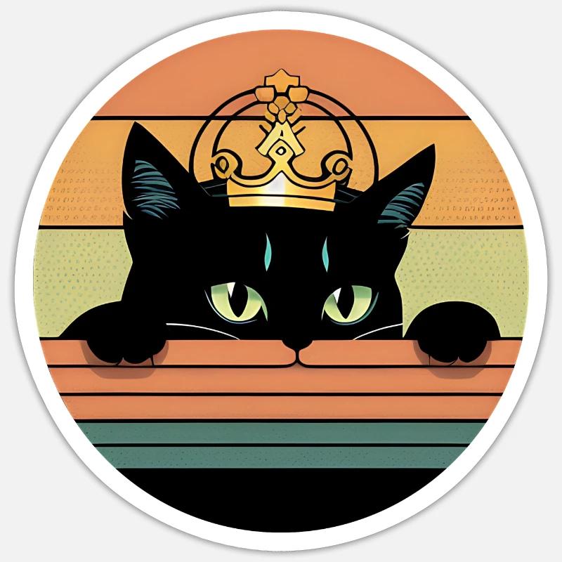 Cat with crown - Sticker size S (10 x 10 cm) - white matte