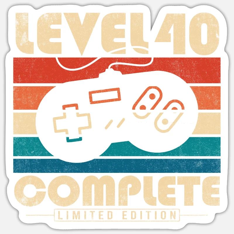 40. Geburtstag Geschenk Level 40 Complete Sticker Größe S (10 x 10 cm)