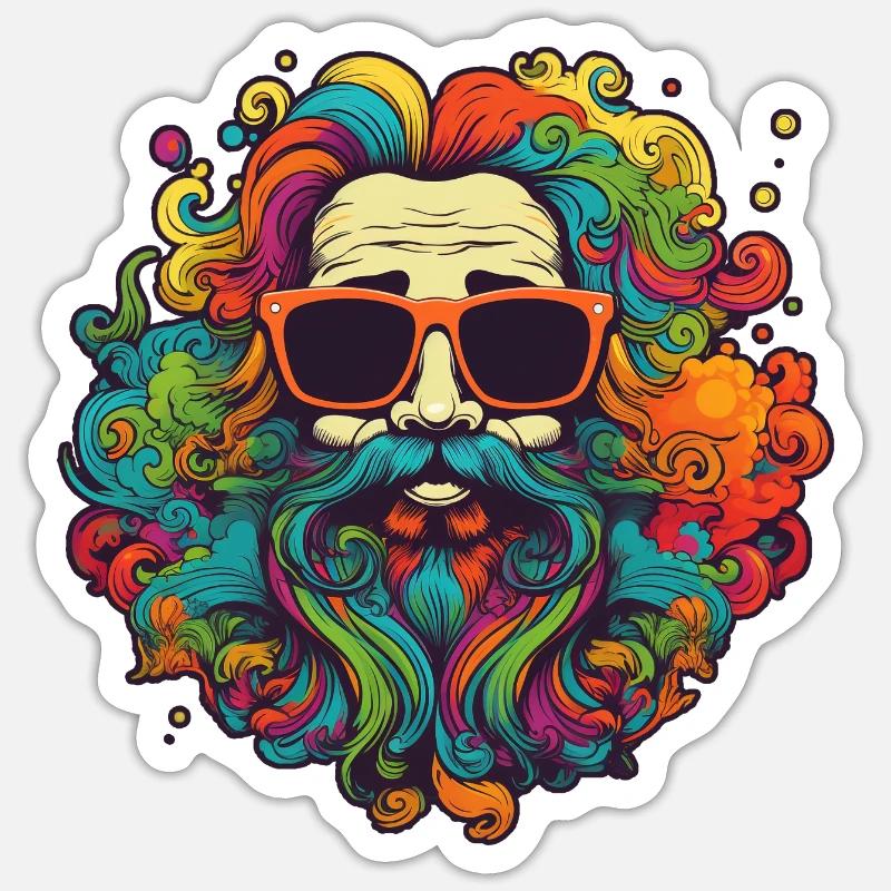 Colorful 70s Flower Power Hippie Design Sticker size S (10 x 10 cm)