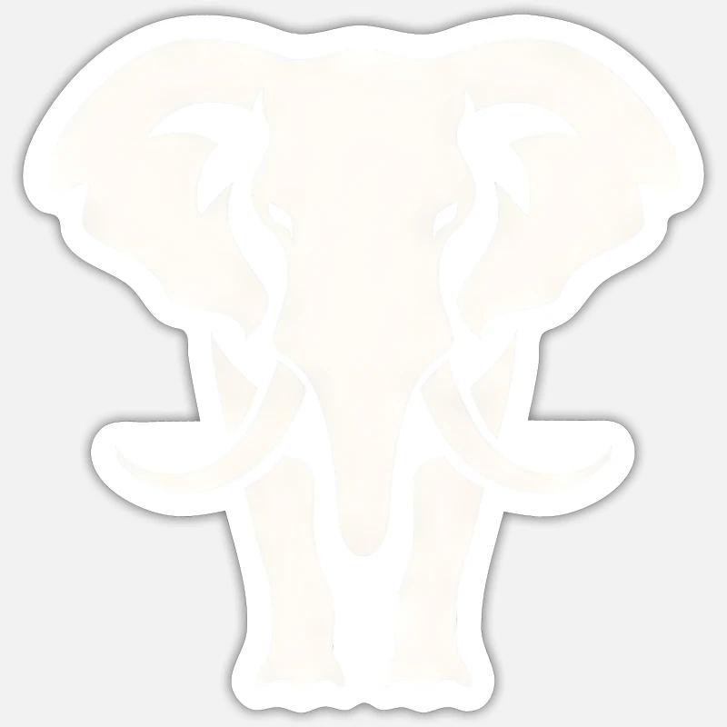 Elefant Silhouette Weiß Logo Sticker Größe S (10 x 10 cm)