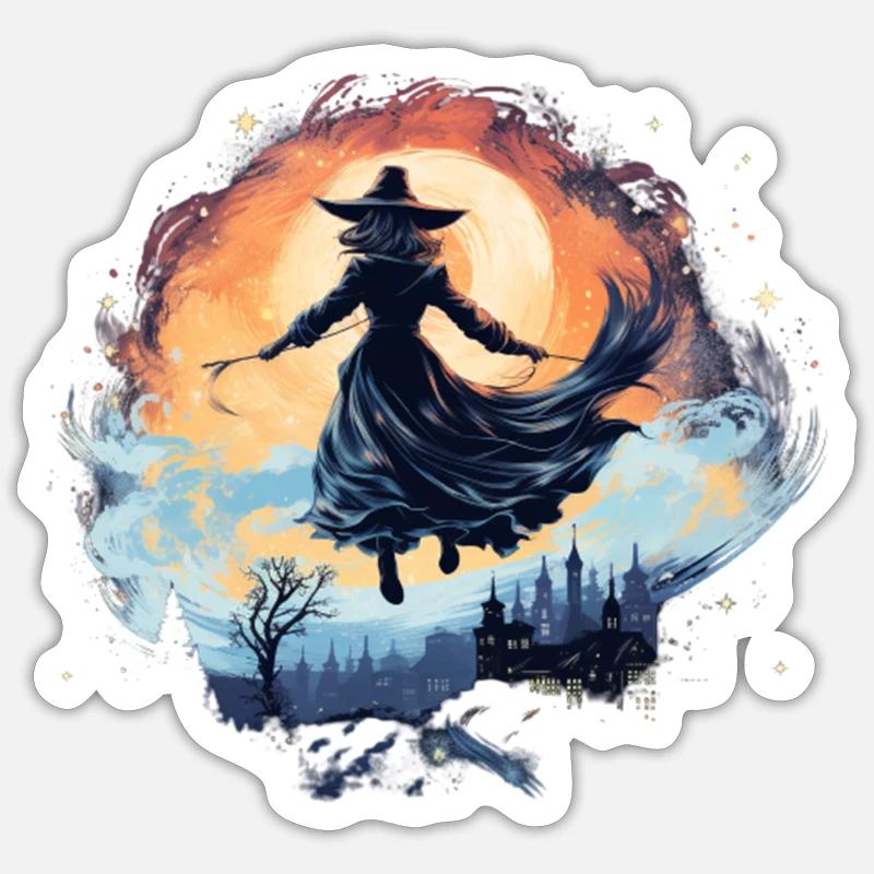 Envolée Ensorcelante - Affiches d'Halloween Sticker taille S (10 x 10 cm)