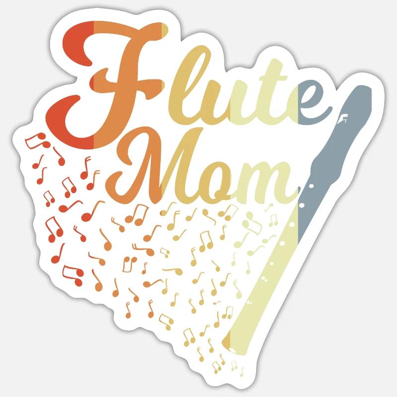 Flöte Mutter - Sticker Größe S (10 x 10 cm) - Mattweiß
