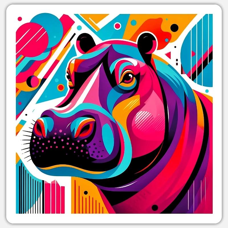 Nilpferd - Sticker Größe S (10 x 10 cm) - Mattweiß