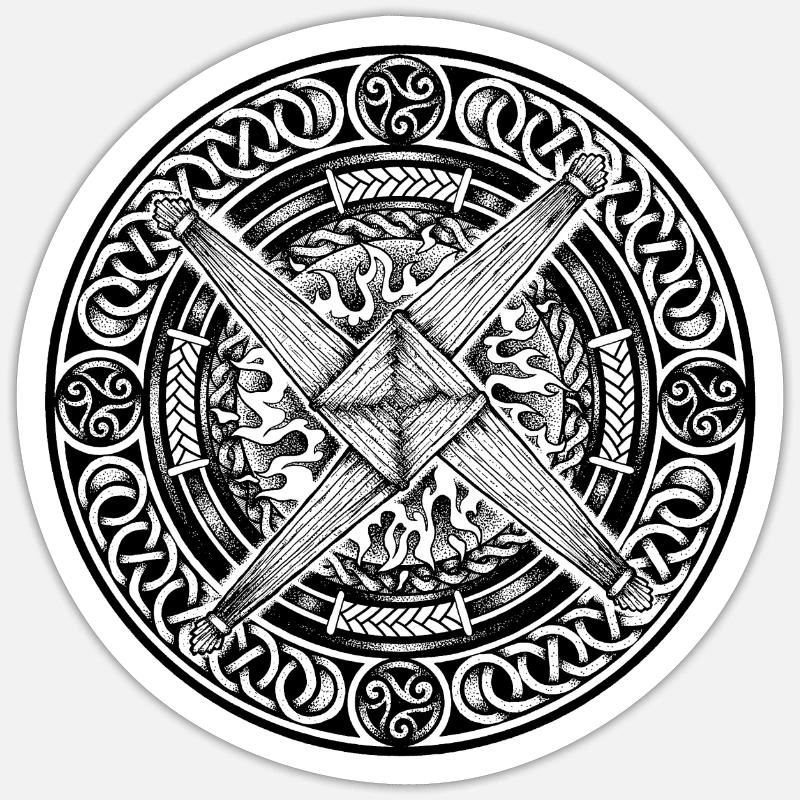Croix de Brigit - Sticker taille S (10 x 10 cm) - blanc mat