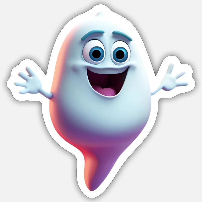 Fantôme amicale - Sticker taille S (10 x 10 cm) - blanc mat