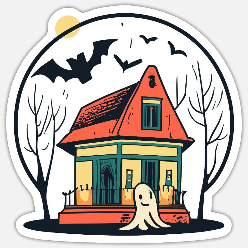 Fantôme de maison hantée - Sticker taille S (10 x 10 cm) - blanc mat