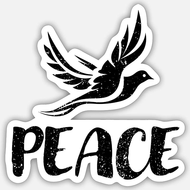 Peace - black - Sticker size S (10 x 10 cm) - white matte