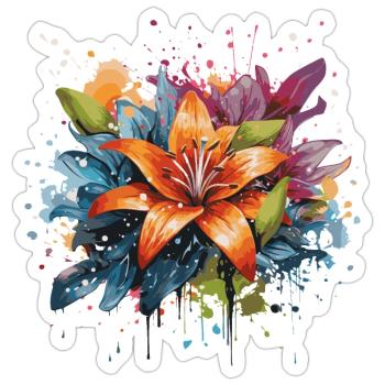 Lys arc-en-ciel - Sticker taille S (10 x 10 cm) - blanc mat - Devant