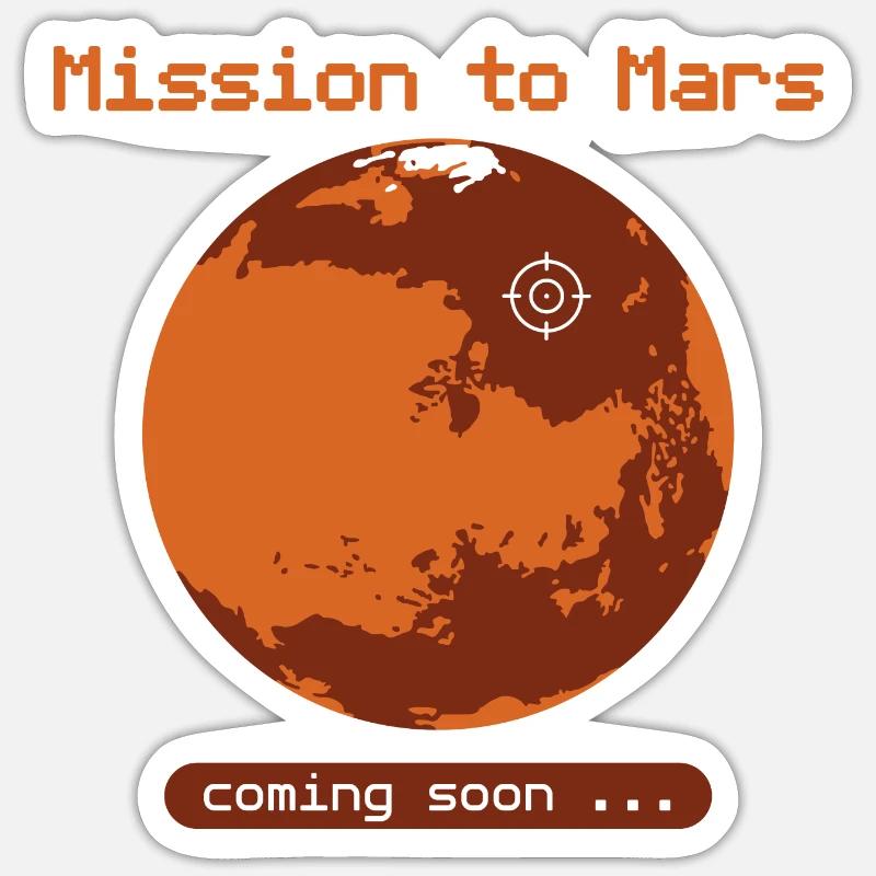 Mission vers Mars ! - Sticker taille S (10 x 10 cm) - blanc mat