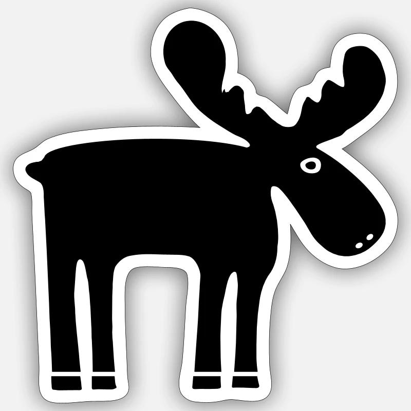 Elch - Sticker Größe S (10 x 10 cm) - Mattweiß