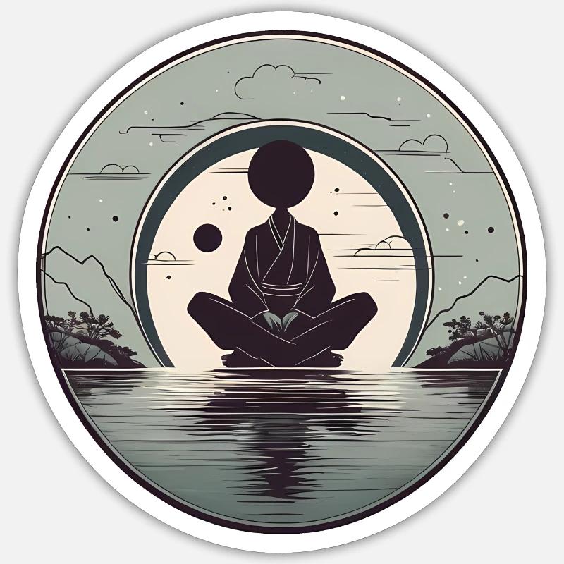 Sérénité Zenscape - Sticker taille S (10 x 10 cm) - blanc mat