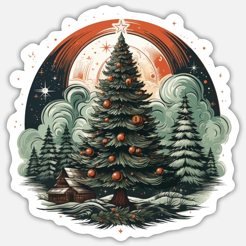 Weihnachtsbaum - Sticker Größe S (10 x 10 cm) - Mattweiß