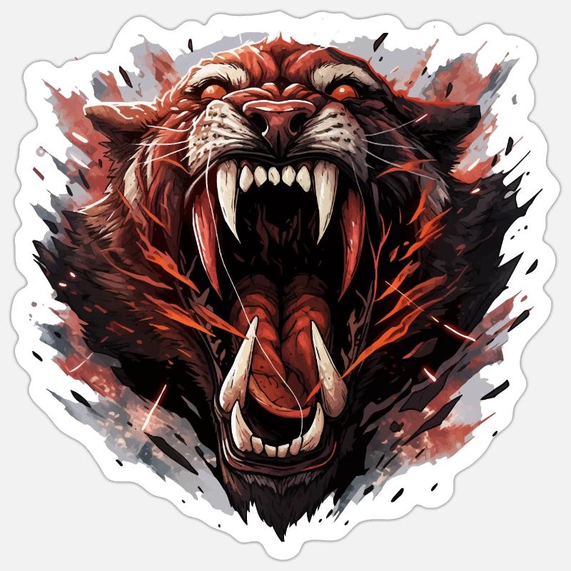 Säbelzahntiger - Sabertooth v1 - Sticker Größe S (10 x 10 cm) - Mattweiß