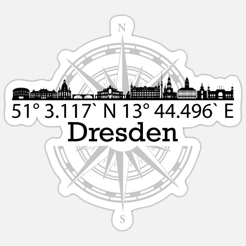 Skyline Dresden - Sticker Größe S (10 x 10 cm) - Mattweiß