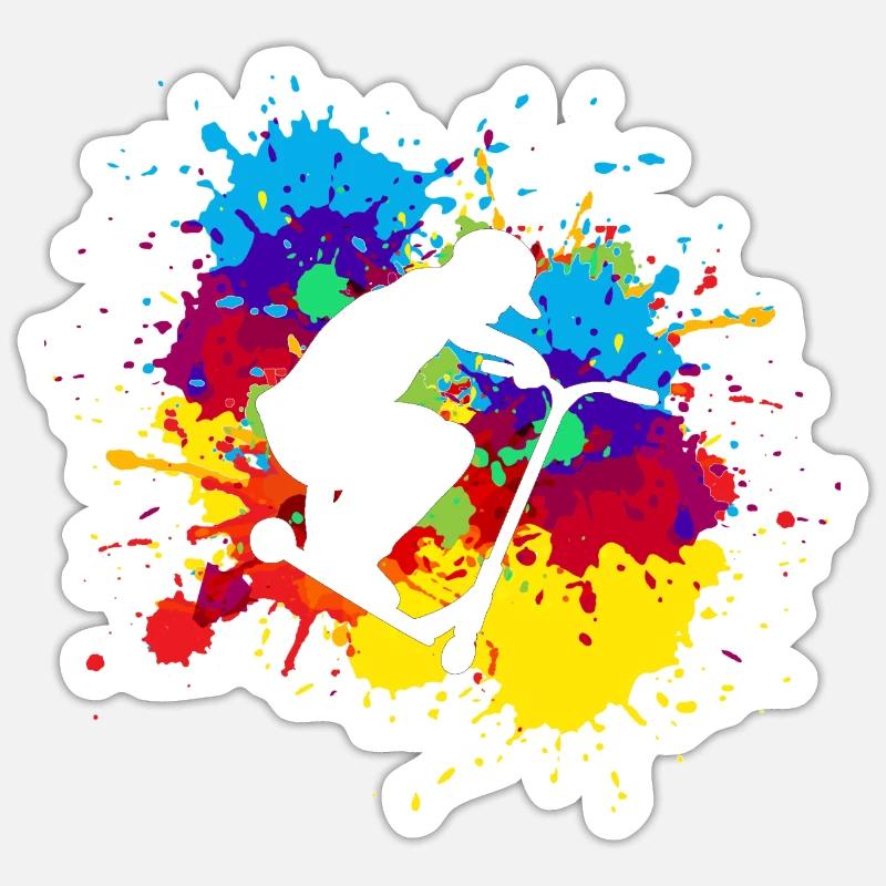 Scooter Stunt - Sticker size S (10 x 10 cm) - white matte