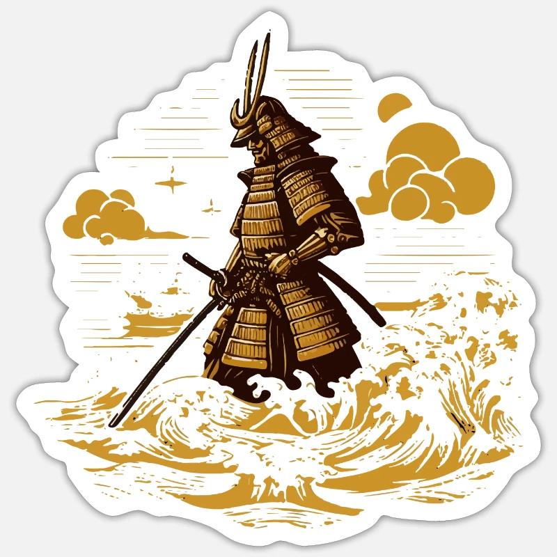 samouraï - Sticker taille S (10 x 10 cm) - blanc mat